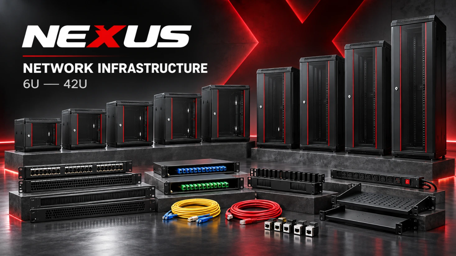 Nexus network cabinets 6U to 42U and accessories